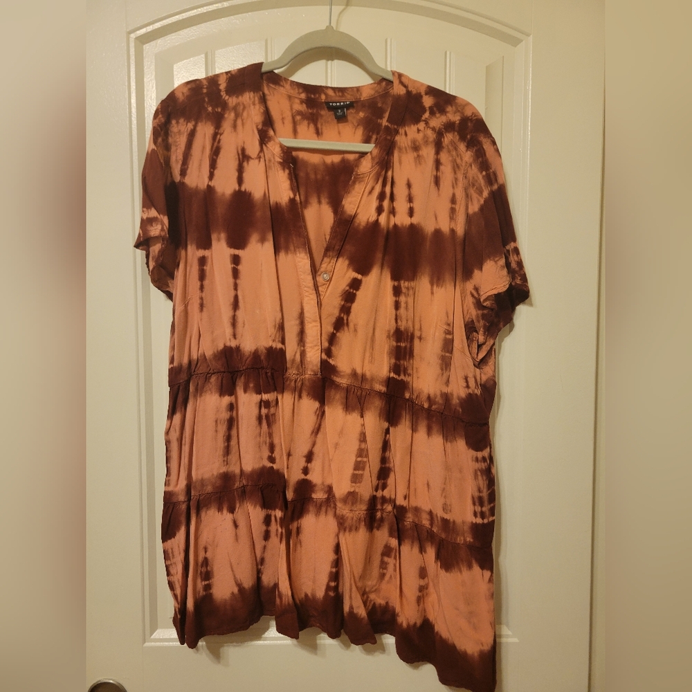 Torrid Pink and Red Tie Dye Blouse